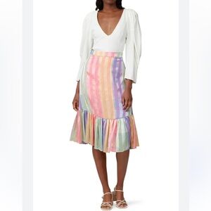 STINE GOYA LEANDRA STRIPED CREPE SKIRT